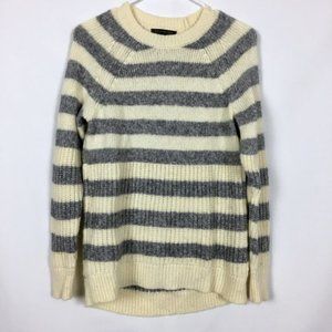 Banana Republic Sweater Striped Gray Cream Wool
